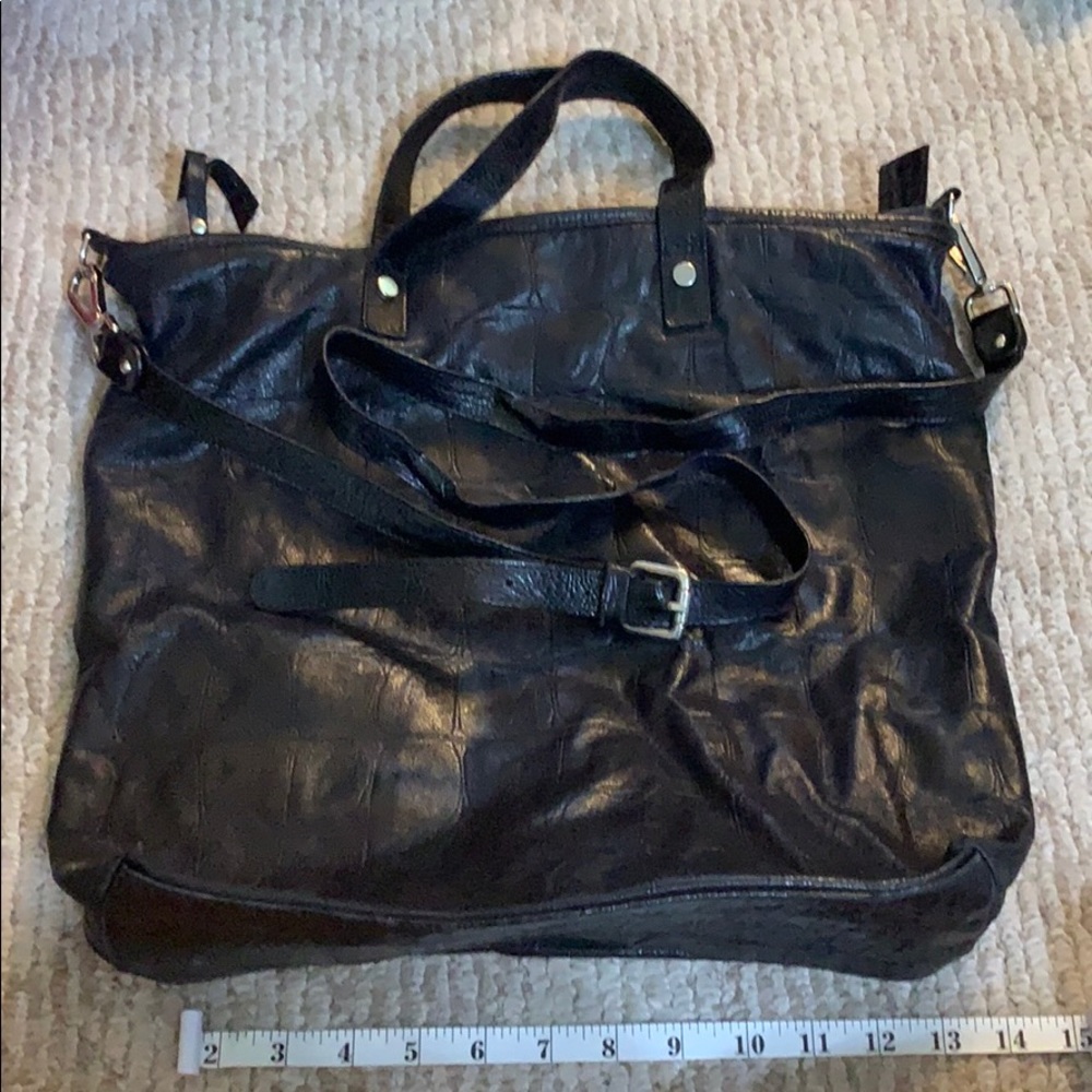 Black tote bag, genuine leather! Like new!